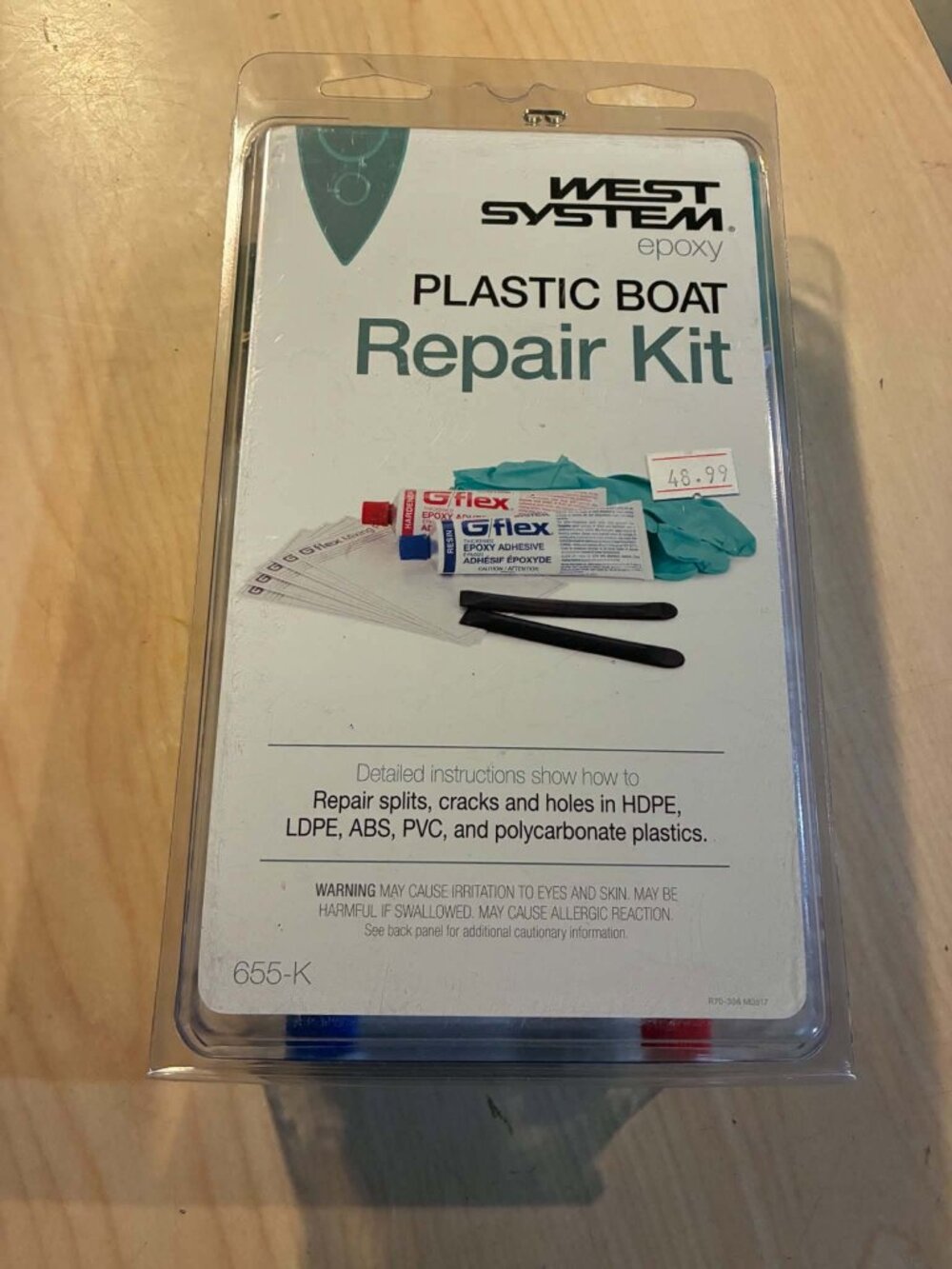 KAYAK CANOE PLASTIC BOAT REPAIR KIT WEST SYSTEM 655K EPOXY